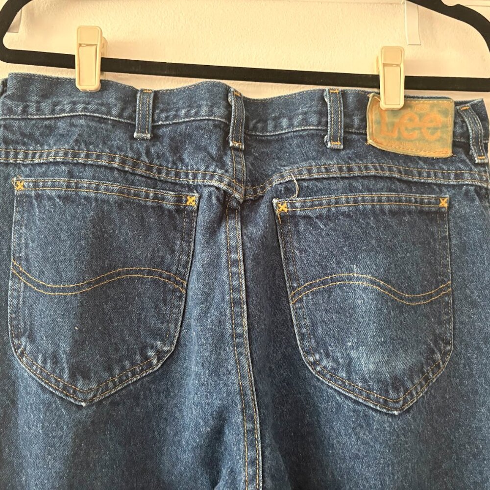 Vintage Lee Jeans Adult 34x35 100% Cotton Denim Blue USA Made Union Stamp